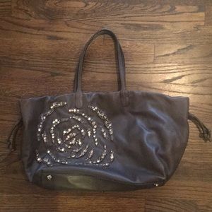 Valentino Garavani Leather Tote with Crystal Rose